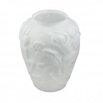 BUD VASE-Pressed Opaque White Glass/Naked Dancing Women