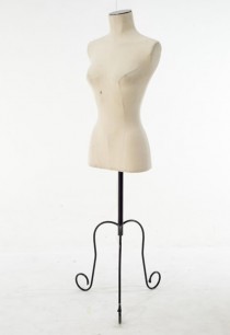 DRESS FORM-Woman Canvas on Black Wire Scroll Base