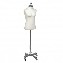 DRESS FORM-Waist Up Woman-Canvas W/Chrome Stand on Wheels