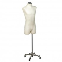 DRESS FORM-Male W/Chrome Stand on Wheels & Chrome Neck Cap