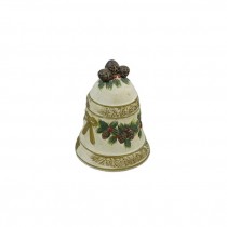 BELL-Beige China Christmas Bell W/Pine