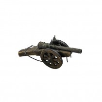 STATUE-CANNON WOOD& BRASS 11"