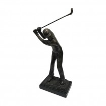 STATUE-MAN GOLFER-BRONZE-PLATF