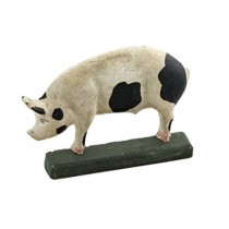 DOOR STOP-Black & White Iron Pig