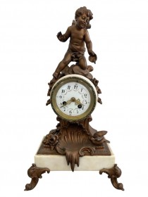 CLOCK-MANTEL 16"COPPER&WH MARB