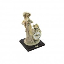 CLOCK-Porcelain Woman W/Large Hat & Flowers