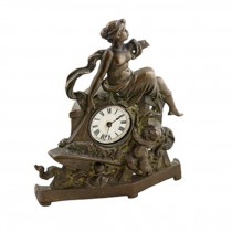 CLOCK-TBL COPPER WOMAN W/HORN