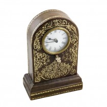 CLOCK-9.5H-LEATHER TOOLED MANT