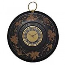 CLOCK-WALL BLK METAL 13"R W/PA