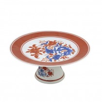 CAKE STAND-10DM-RED/BL FLOWERS