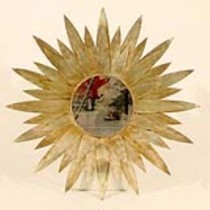 MIRROR-30"RD-GLD-SUNBURST-LEAF