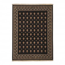 RUG-7x10 BLK FLEUR DE LIS
