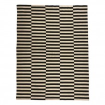 RUG-8X11-Black/White Offset-Stripe Pattern