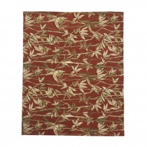 RUG-8X10-RED W/ PALM LEAVES