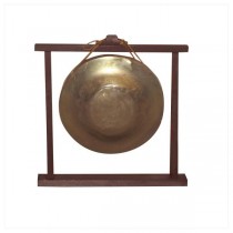 GONG-14"BRASS-RED WOOD STAND