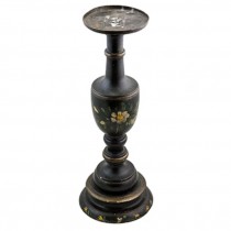 CANDLESTICKS-PR-BLK WOOD W/FLO