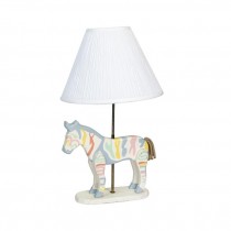 LAMP-Children's Lamp White Zebra W/Multi Colored Stripes