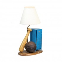 CHILDREN'S LAMP-SPORTS-Blue Locker W/Basketball & Baseball Bat