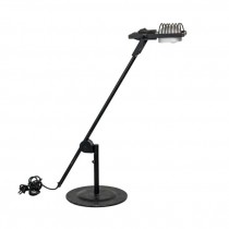 DESK LAMP-Black Metal W/Adjustable Arm & Silver Wire Shade