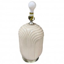 TABLE LAMP-Art Deco Revival Draped Cream Glass w/Brass Base