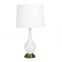 TABLE LAMP-Vanilla Swirl Glass W/Brass Base