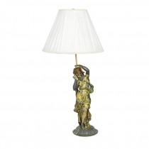 TABLE LAMP-Distressed Metal/Girl With Grapes