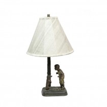 TABLE LAMP-Bronze Boy & Dog