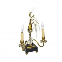 TABLE LAMP-Vintage Electrified Candleabra W/Crystals