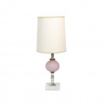 TABLE LAMP-Vintage Pink Milk Glass W/Square Marble Base