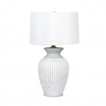 TABLE LAMP-White Washed Blue W/Vertical Ribbed Design