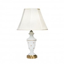 TABLE LAMP-Milk Glass Urn W/Gold Rose Detail