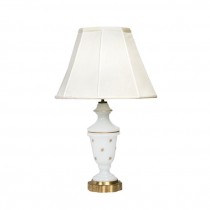 TABLE LAMP-Milk Glass Urn W/Gold Rose Detail