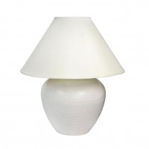 LAMP TABLE-Cream Ceramic W/Horizontal Ribs