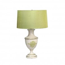 TABLE LAMP-White Ceramic W/Green Design