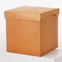 CUBE-W/LID-18SQX18H-TAN LEATHE