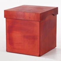 CUBE-W/LID-16SQX17H-RED LEATHE