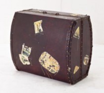 SUITCASE-LG.BROWN LEATHER W/ST