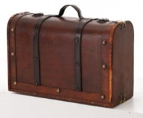 SUITCASE-WOOD-LTHR-STRAPS-16IN