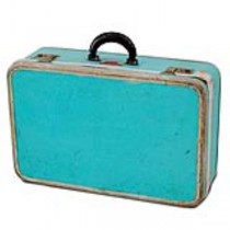 SUITCASE-AQUA-WHITE TRIM