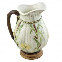 PITCHER-WHITE W/ENGRAVED FLOWE