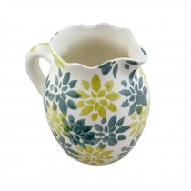 PITCHER-GREEN/TEAL-FLOWERS-7"H
