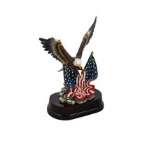 FIGURINE-Bald Eagle W/Wings Open-2 American Flags