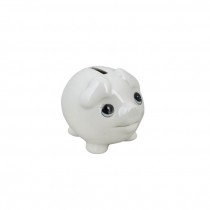 BANK-Cream Ceramic Pig W/Big Eyes & Heart Shaped Ears