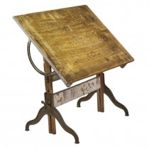 DRAFTING TABLE-Vintage Wood W/Metal Legs