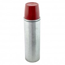 THERMOS-Vintage/Ribbed Chrome W/Red Cup