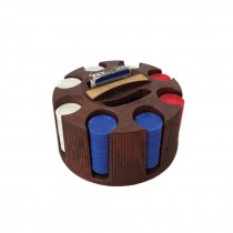 (76890003)POKER CHIPS-W/HOLDER-Brown Plastic Lowe Chip Caddy