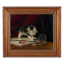 PAINTING-FR-CAT-GILT FRAME