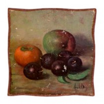 PLAQUE-FRUIT ON WOOD-SQUARED