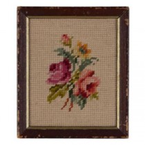NEEDLEPOINT-FLORAL IN FRAME