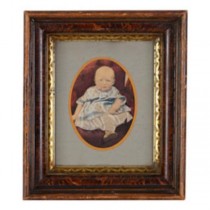 PRINT-BABY OVAL MAT-DK FRAME